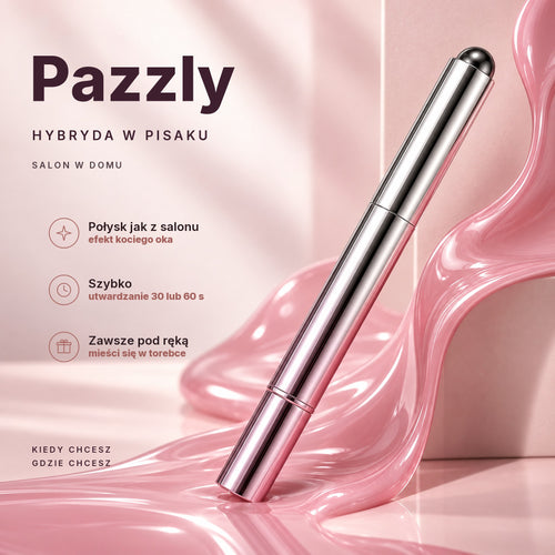 Pisak hybrydowy Pazzly na tle różowego żelu