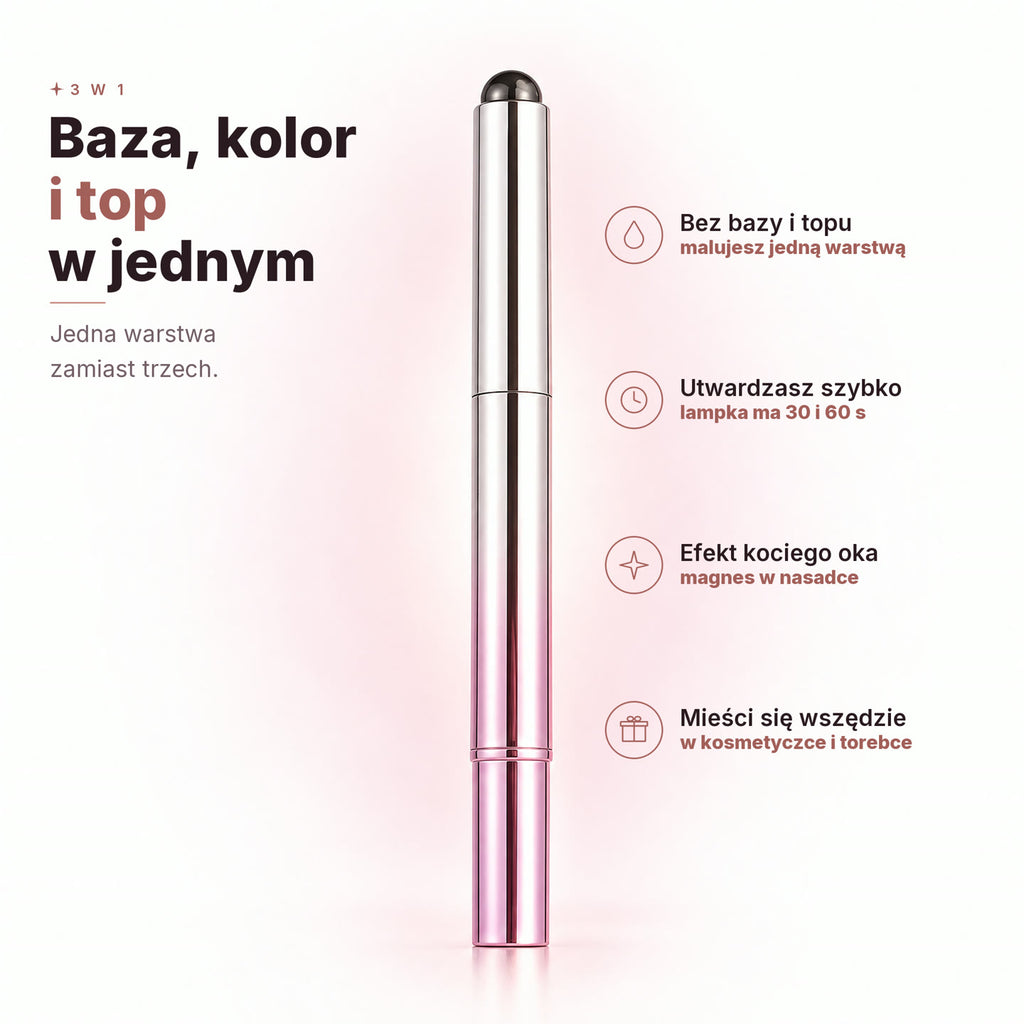 Pisak hybrydowy 3 w 1: baza, kolor i top w jednym